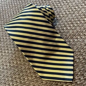 Brooks Brothers Makers‎ Men's Silk Tie Blue Gold Repp Stripe Preppy Academia